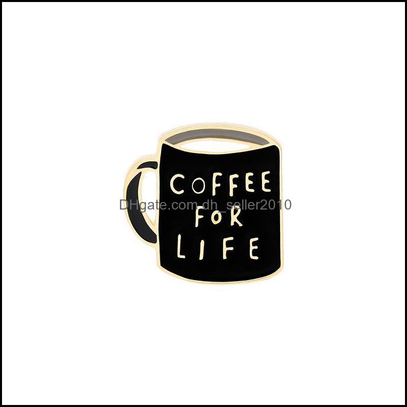 Pins Brooches Coffee Vintage Enamel Brooches Pin For Women Fashion Dress Coat Shirt Demin Metal Badges Black Color 6132 Q2 Drop Deli Dhk6B
