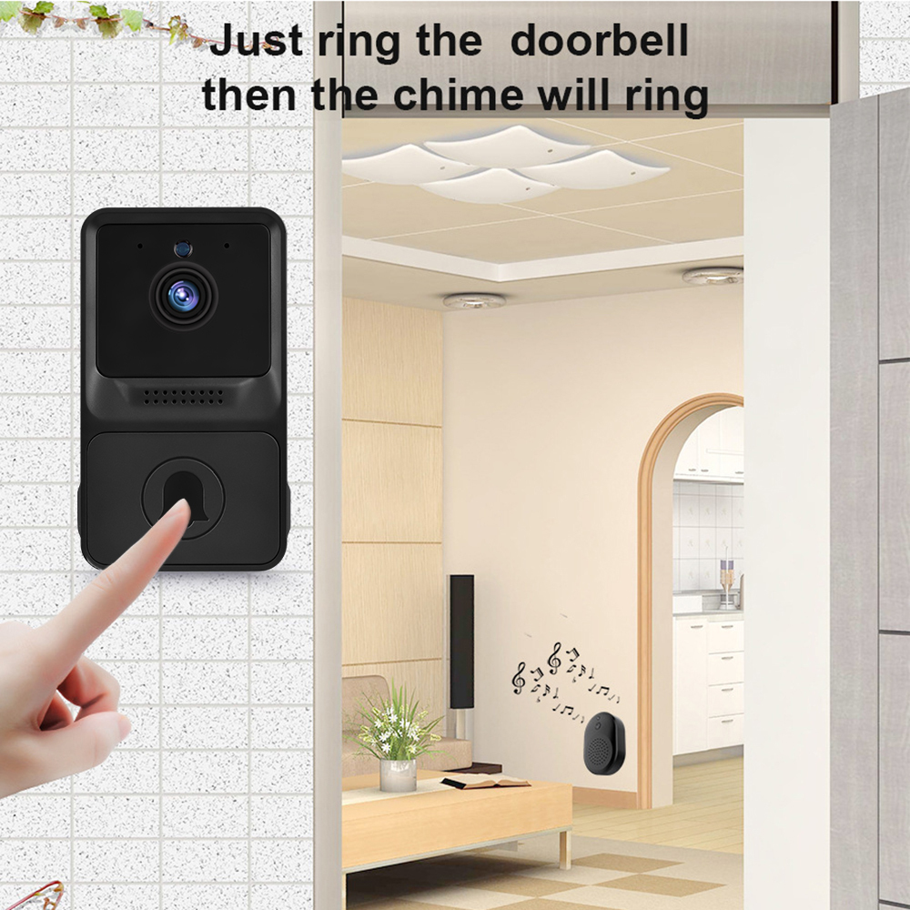 Wireless Video Doorbell Smart Security Doorbell Camera 1080P High Resolution Visual with IR Night Vision 2-Way Audio Real-Time Monitoring Door Bell