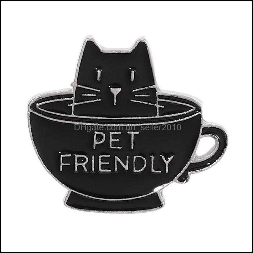Pins Brooches Woman Colored Lapel Brooches Pins Cartoon Coffee Cat Learning Cats Animal Series Lovely Alloy Enamel Pin And Badges Wh Dhoei