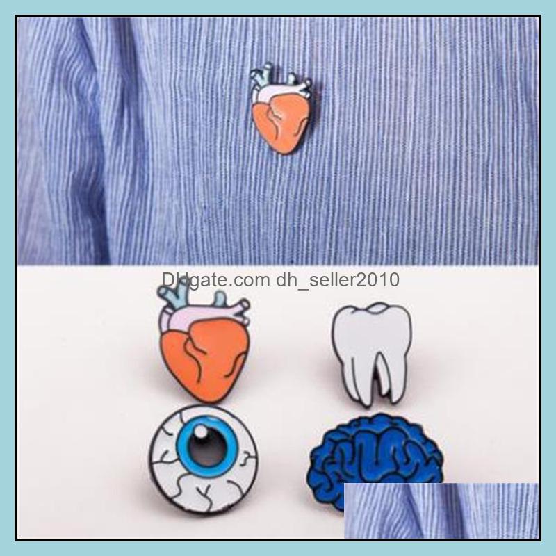 Pins Brooches Customized Brain Eye Tooth Bk Enamel Pins Women Men Custom Jewelry Fashion Color Charms Hard Brooches 1200 D3 Drop Del Dhwod