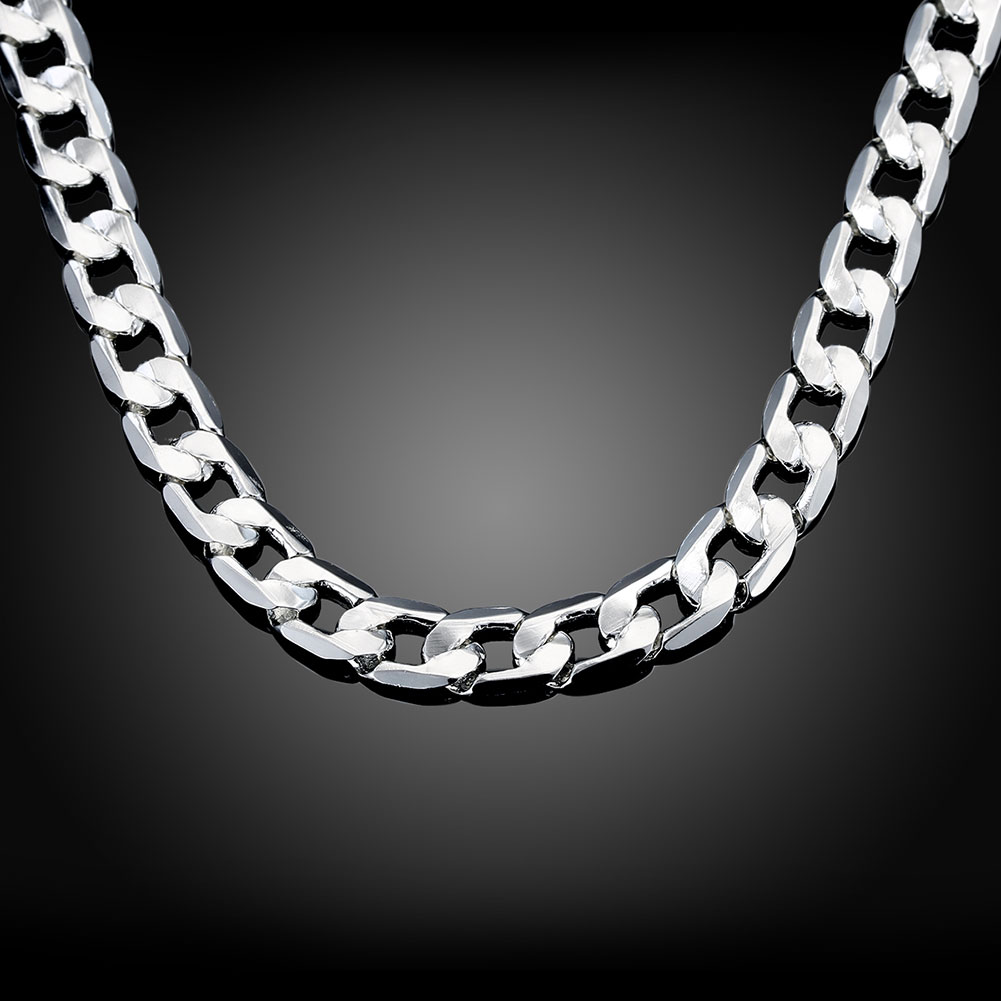 Sterling Silver Necklace For Men's 20 Inches Classic 8Mm Chain Luxury Jewe