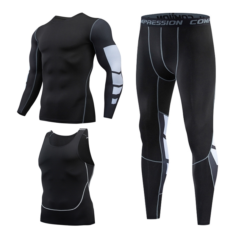 Men's Tracksuits Running Clothes Set Men Sportswear Base LayersTights Vest Sports Clothing Fitness Tracksuit Quick Dry Bodybuilding Running Set 2