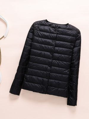 Womens Winter Women Coat Ultralight Collarless Duck Down Jacket Portable Female Padded Parkas ONeck Puffer Overcoat 220914