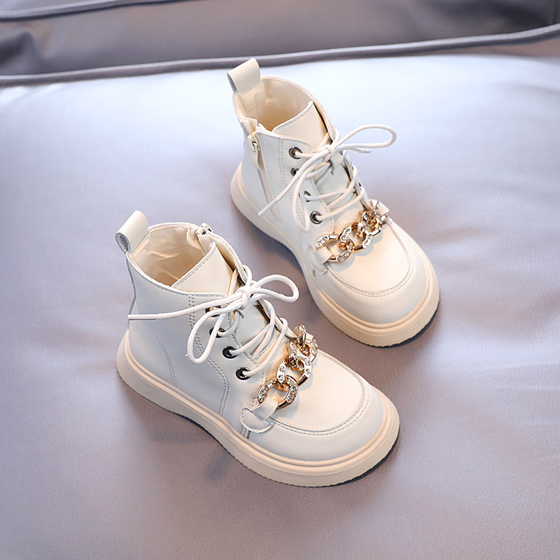 Boots Children Boots for Girls Autumn Classic Kids Boots with Metal Chains Glitter Crystal Princess Fashion Sweet 26-36 220913