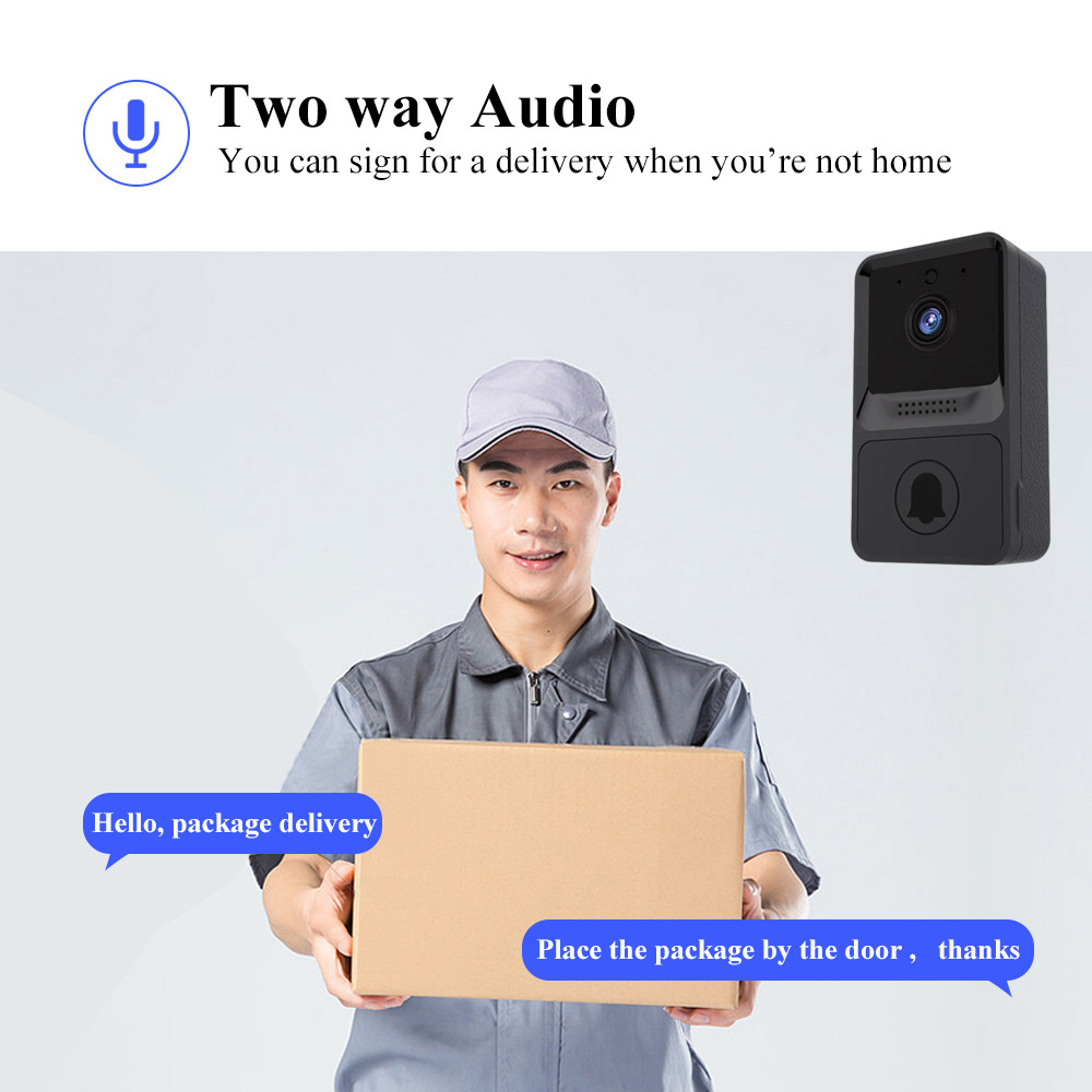 Wireless Video Doorbell Smart Security Doorbell Camera 1080P High Resolution Visual with IR Night Vision 2-Way Audio Real-Time Monitoring Door Bell