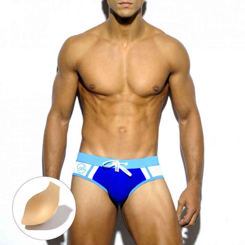 Men's Uxh Patchwork Pouch Pad Swimsuit Man Suit Sexy Swimming Briefs Bikini Swimwear Men Surfing Sports Trunk J220913 Z260314