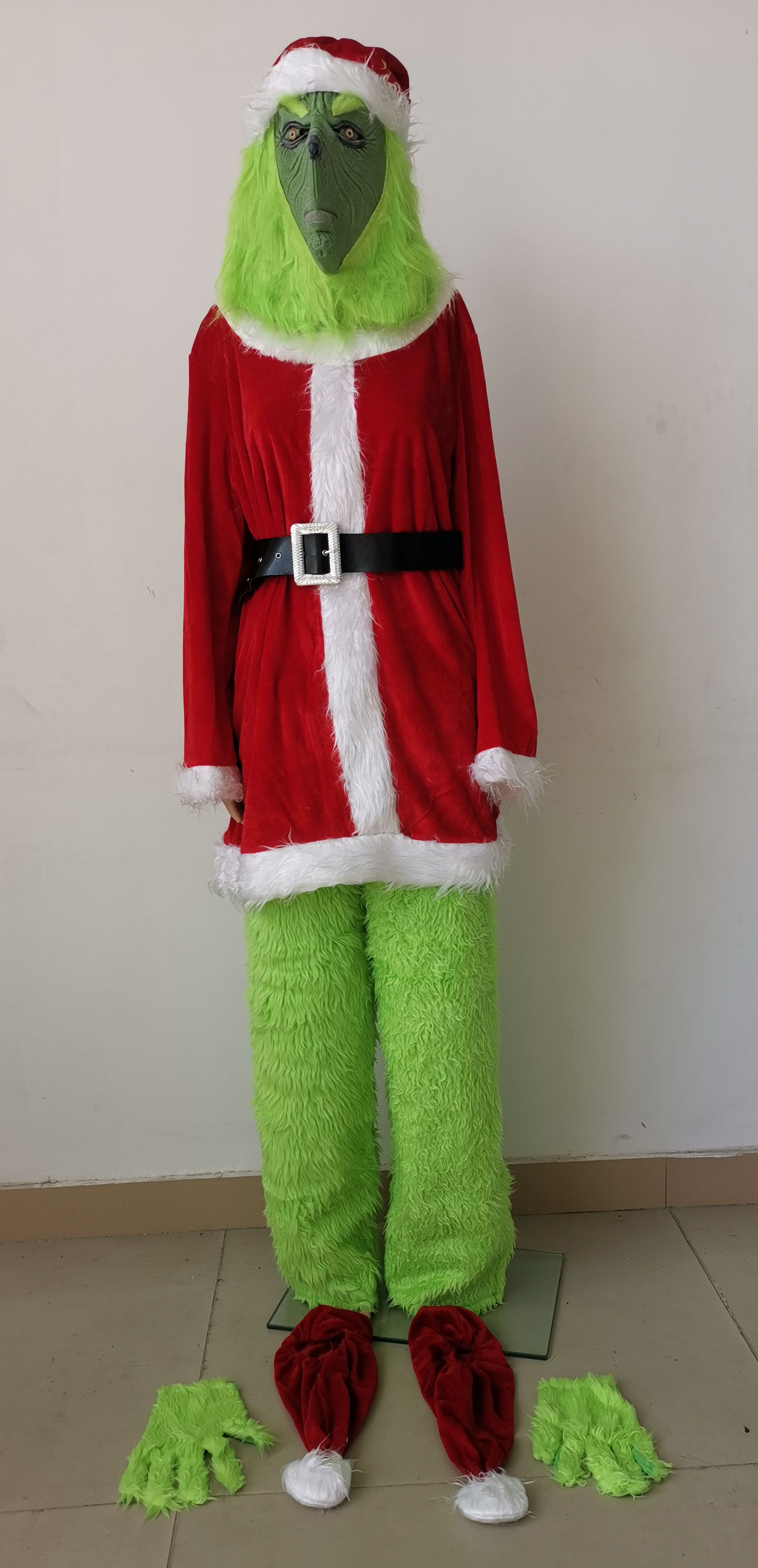 The Green Monster Christmas Cosplay Costume Christmas Outfits With Mask hats Props Xmas Gift