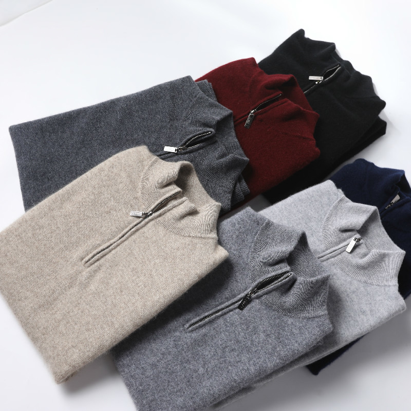 Men s Sweaters Man Vest 100 Goat Cashmere Knitted Zipper Neck Sleeveless Fashion 6Colors Pullovers Winter Male Tops 220914