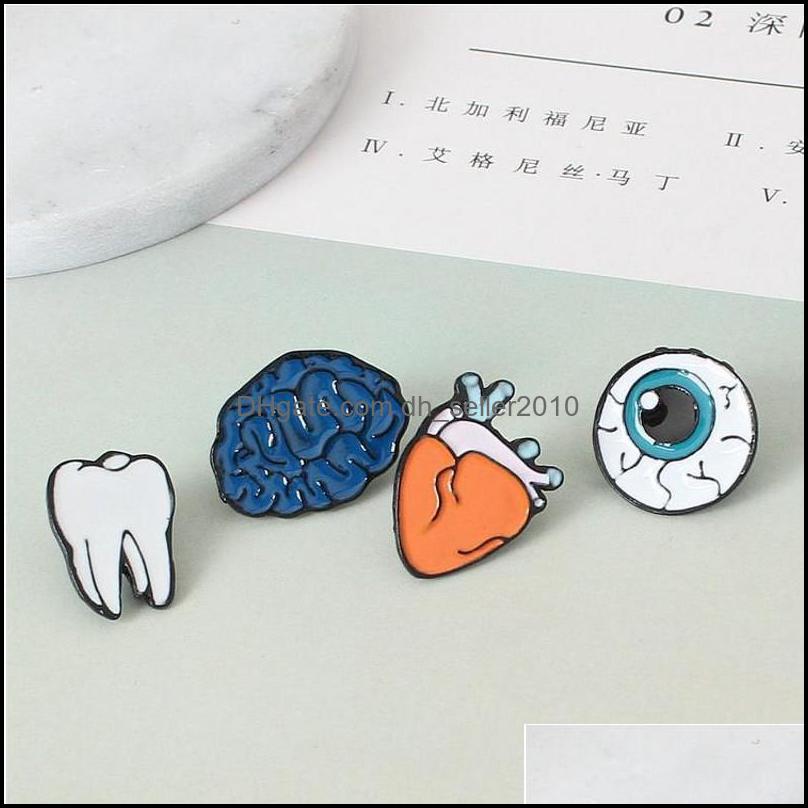 Pins Brooches Customized Brain Eye Tooth Bk Enamel Pins Women Men Custom Jewelry Fashion Color Charms Hard Brooches 1200 D3 Drop Del Dhwod