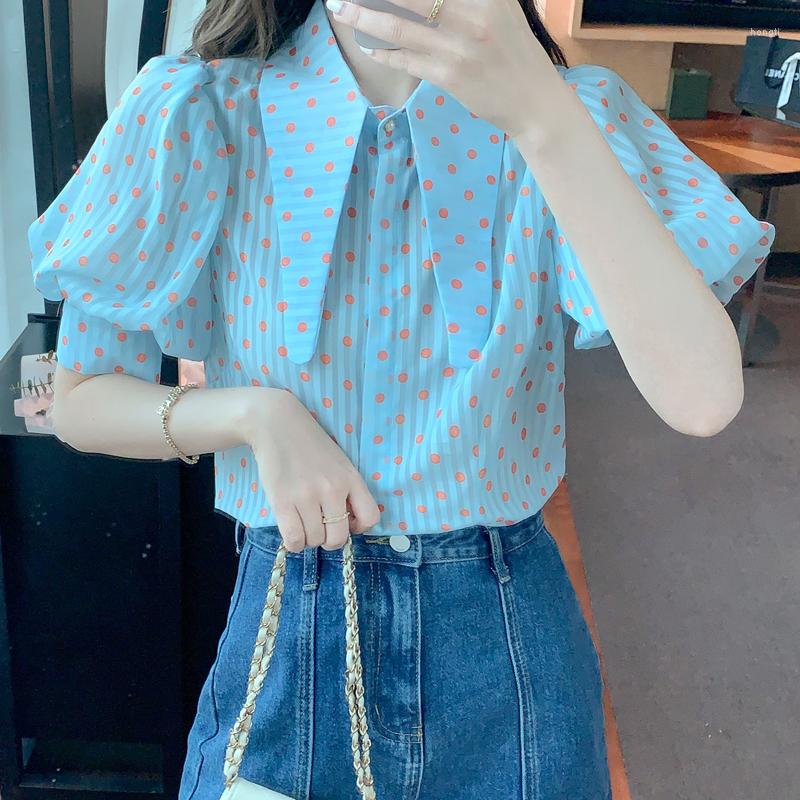 Women' Blouses Short Sleeve Blouse Women Blusas Mujer De Moda 2022 Verano Dot Striped Chiffon Shirt Tops Femme Shirts E182, Blue
Women' Blouses Short Sleeve Blouse Women Blusas Mujer De Moda 2022 Verano Dot Striped Chiffon Shirt Tops Femme Shirts E182, Blue
