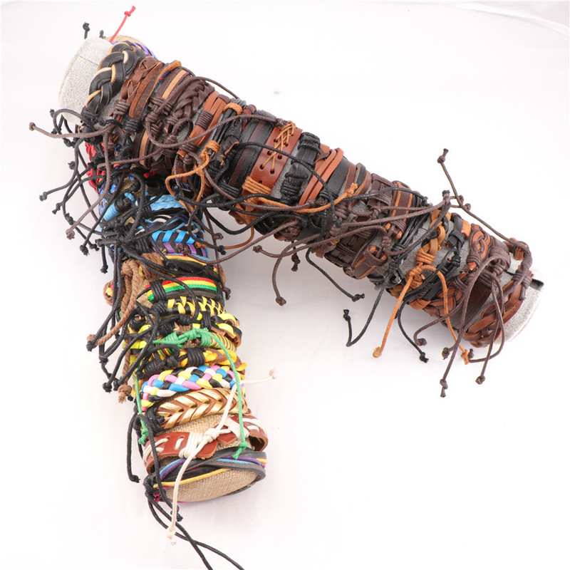 Bangle Wholesale Bulk 36PCS/Lot Leather Cuff Bracelets For Men's Women's Jewelry Party Gifts Mix Styles Size Adjustable 220914