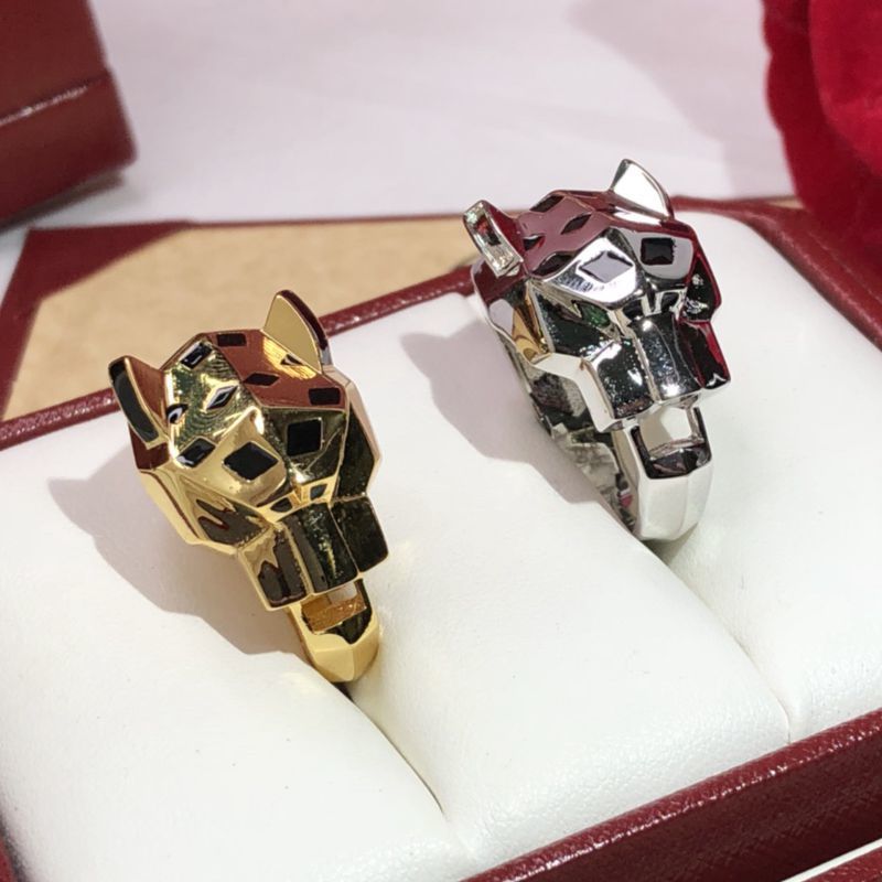 Wedding Rings Couple Black Spot Leopard Head with 3A Cubic Zircon Stone Animal Panther Ring for Men or Women Copper Party jewelry 220913