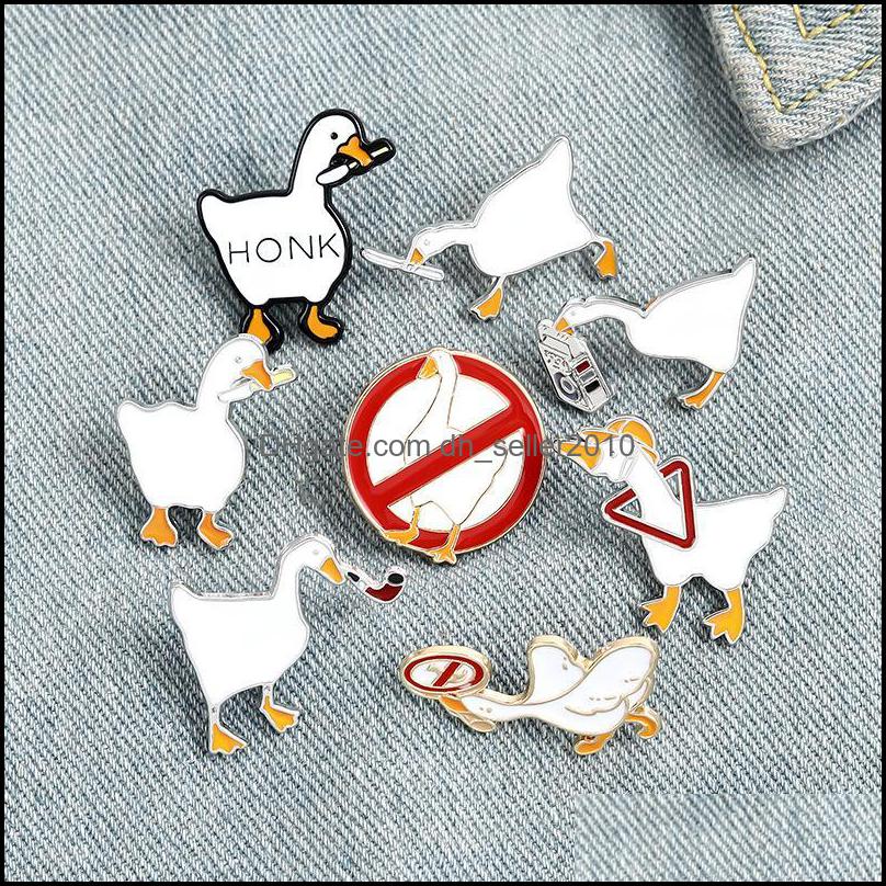 Pins Brooches Cute Animal White Duck Funny Enamel Brooches Women Shirt Brooch Pin Metal Badge Fashion Jewelry 6124 Q2 Drop Delivery 2 Dh7Ku
