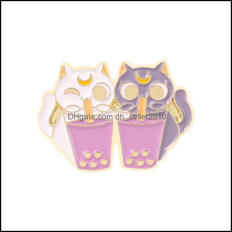 Pins Brooches Cute Cartoon Couple Cat Brooches Pin Women Fashion Dress Coat Shirt Funny Badges Backpack Gift Jewelry 6133 Q2 Drop De Dhup8