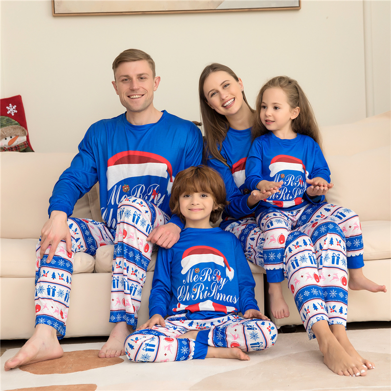 Family Matching Outfits Christmas Pajamas Santa Print Pijama Autumn Winter Parentchild A of Three Foreign Trade Clothes 220914