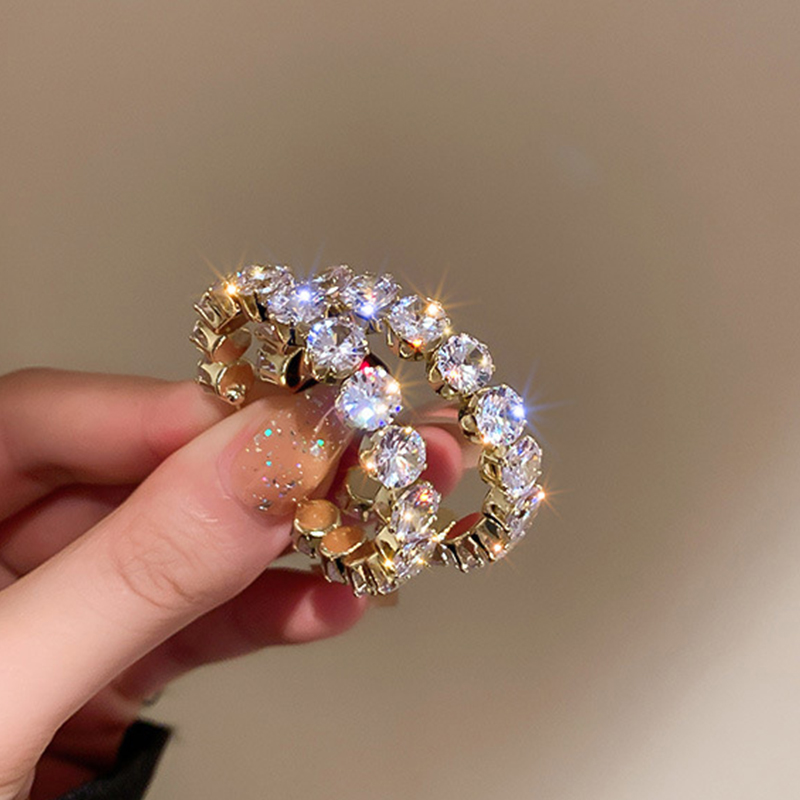 CZ Hoop Earrings Round Green Zircon Crystal Earring for Women Engagement Party Statement Jewelry