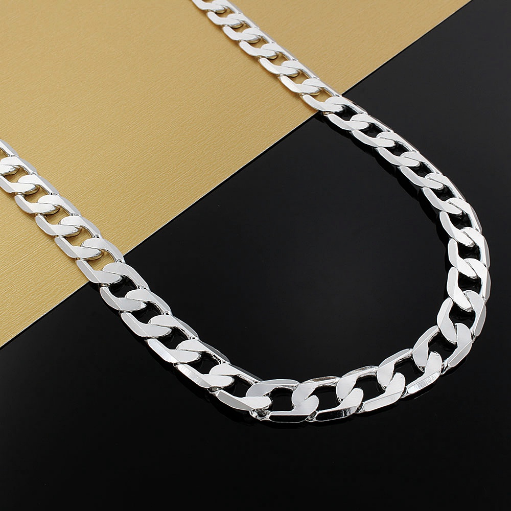 Sterling Silver Necklace For Men's 20 Inches Classic 8Mm Chain Luxury Jewe