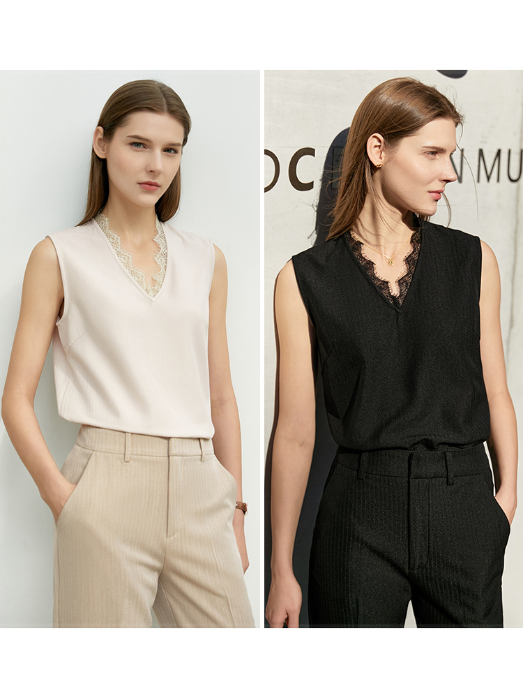 Women's Two Piece Pants Amii Minimalism Spring Suit Office Lady Blazer Women Lace Vneck Tanks High Waist Women Pants Female Shorts 12060909 22091