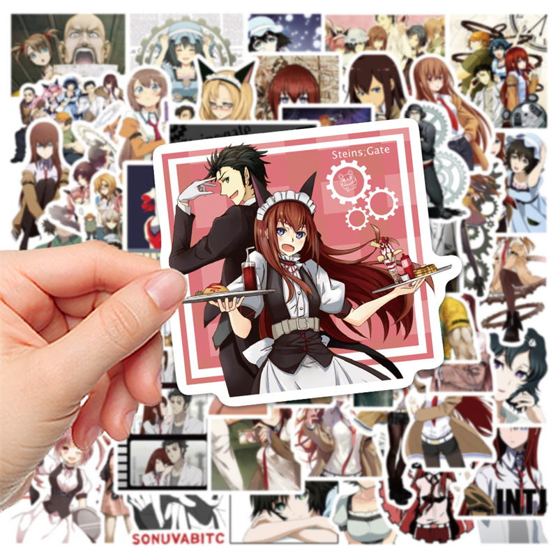50PCS Cartoon Steins Gate Elite Stickers DIY Bike Travel Luggage Phone Laptop Waterproof Funny Sticker Decals Toys
