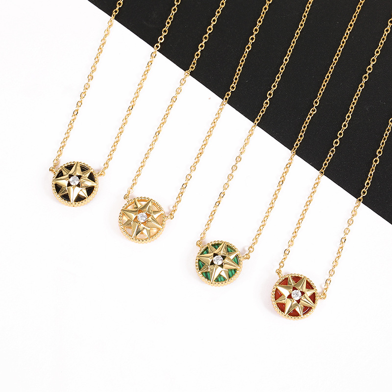 Luxury Designer Round Stone Pendant Necklace Jewelry Classic Gold Link Chain Necklaces Brand Name Box Packing
Luxury Designer Round Stone Pendant Necklace Jewelry Classic Gold Link Chain Necklaces Brand Name Box Packing