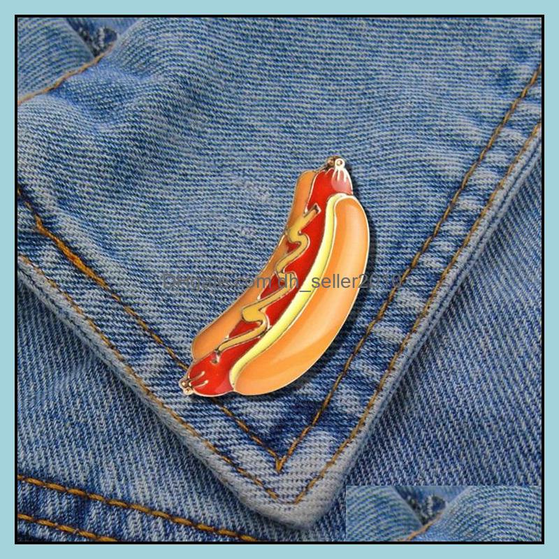 Pins Brooches Customized Hamburger Pizza Enamel Pin Oil Drop Denim Brooches Women Men Jewelry Cartoon Interest Badge Brooch 1208 D3 Dhdfm