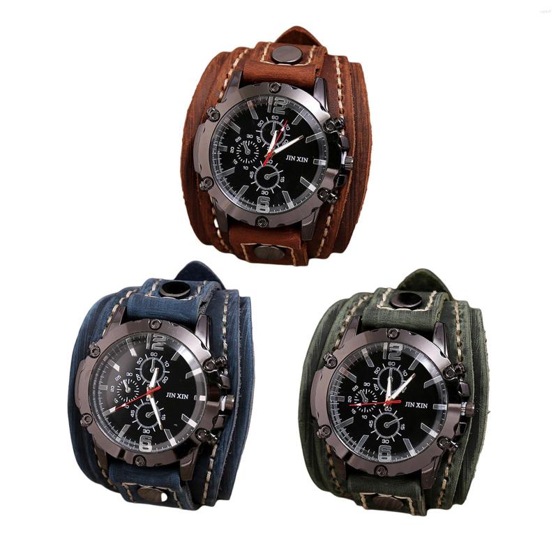 Wristwatches Hip Hop Punk Style Wrist Watch Wide PU Leather Fashion Cuff Round Dial Wristwatch Men Bracelet Quartz Watches, Brown
Wristwatches Hip Hop Punk Style Wrist Watch Wide PU Leather Fashion Cuff Round Dial Wristwatch Men Bracelet Quartz Watches, Brown