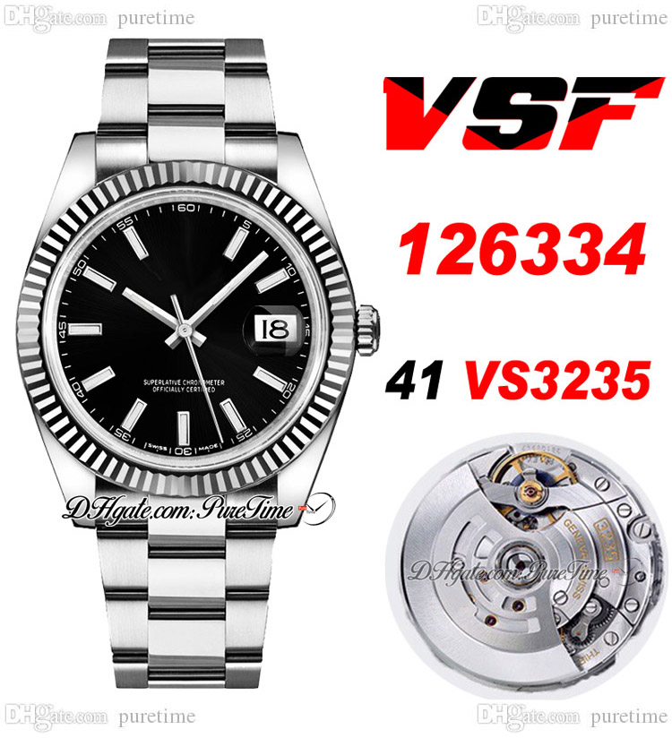 VSF Just 126334 VS3235 Automatic Mens Watch 41 Fluted Bezel Black Dial Stick Markers 904L OysterSteel Bracelet Super Edition Same Series Card Puretime D4
VSF Just 126334 VS3235 Automatic Mens Watch 41 Fluted Bezel Black Dial Stick Markers 904L OysterSteel Bracelet Super Edition Same Series Card Puretime D4