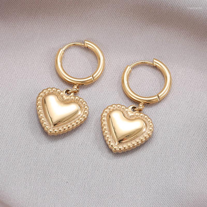 Hoop Earrings Vintage Simple Heart-Shaped Stainless Steel For Woman Gold Color Pendant Piercing Fashion Wedding Jewelry
Hoop Earrings Vintage Simple Heart-Shaped Stainless Steel For Woman Gold Color Pendant Piercing Fashion Wedding Jewelry