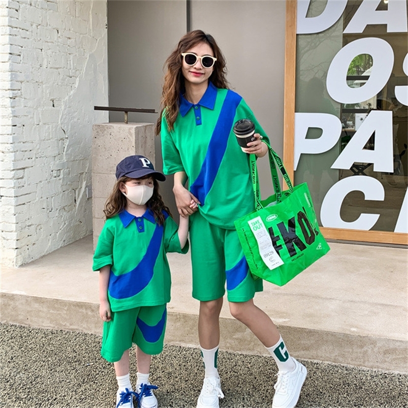 Family Matching Outfits Baby And Mom Matching Set Family Mother Daughter Son Clothes Children Girls Boys Summer Short Tops Outfits Clothing Sets 22091