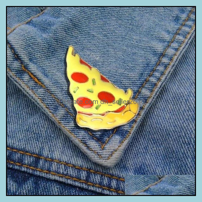 Pins Brooches Customized Hamburger Pizza Enamel Pin Oil Drop Denim Brooches Women Men Jewelry Cartoon Interest Badge Brooch 1208 D3 Dhdfm