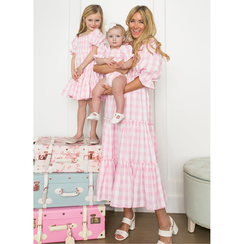 Family Matching Outfits Family Look Women Matching Mother And Daughter Clothes Puff Sleeve Floral Dress For Mommy And Me Kids Girls Mom Daughter Dress