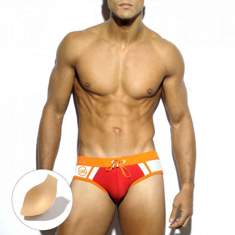 Men's Uxh Patchwork Pouch Pad Swimsuit Man Suit Sexy Swimming Briefs Bikini Swimwear Men Surfing Sports Trunk J220913 Z260314