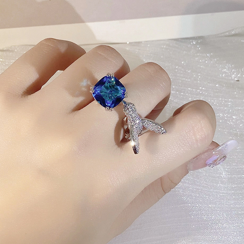 Choucong Original Design Wedding Rings Luxury Jewelry 925 Sterling Silver Princess Cut Multi 5A Cubic Zircon Party Eternity Women Hummingbird Open Adj