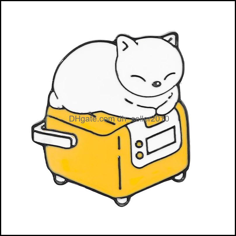 Pins Brooches Woman Colored Lapel Brooches Pins Cartoon Coffee Cat Learning Cats Animal Series Lovely Alloy Enamel Pin And Badges Wh Dhoei