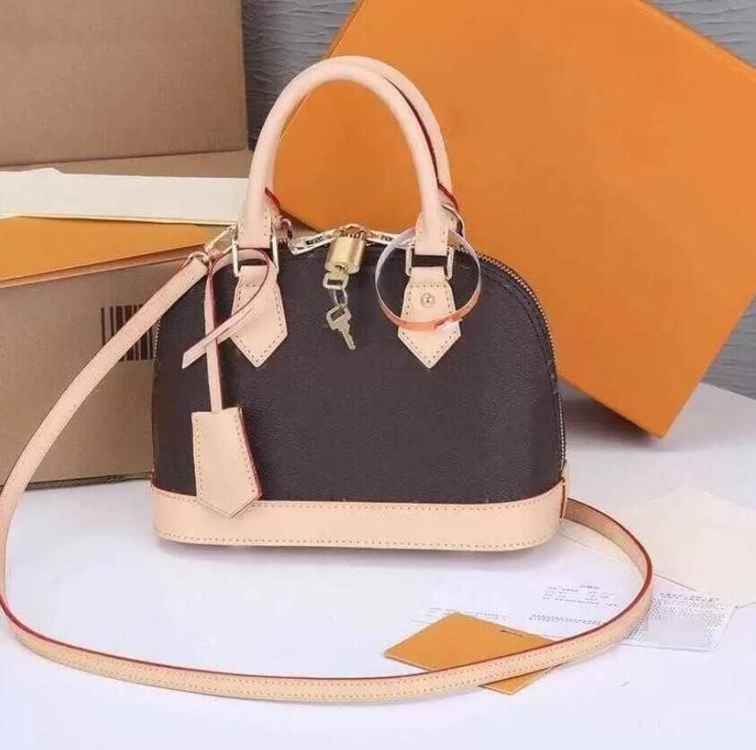 Genuine Leather Bags with Lock tag Alma Bb 30cm Fashion Women Totes Shoulder Chain Messenger Bag Leather Handbags Shell Purse Cosmetic Crossbody Bags Tote
