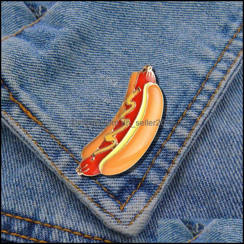 Pins Brooches Customized Hamburger Pizza Enamel Pin Oil Drop Denim Brooches Women Men Jewelry Cartoon Interest Badge Brooch 1208 D3 Dhdfm