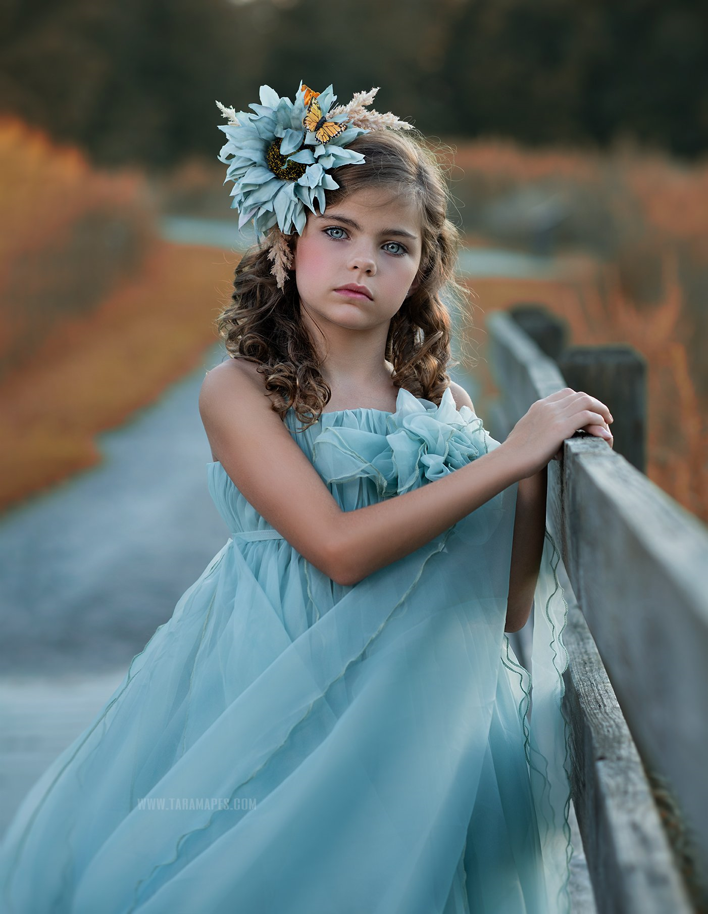 Light Sky Blue Boho Flower Girl Dresses Floral Kids Birthday Pageant Gowns For Photoshoot Tulle First Communion Dress