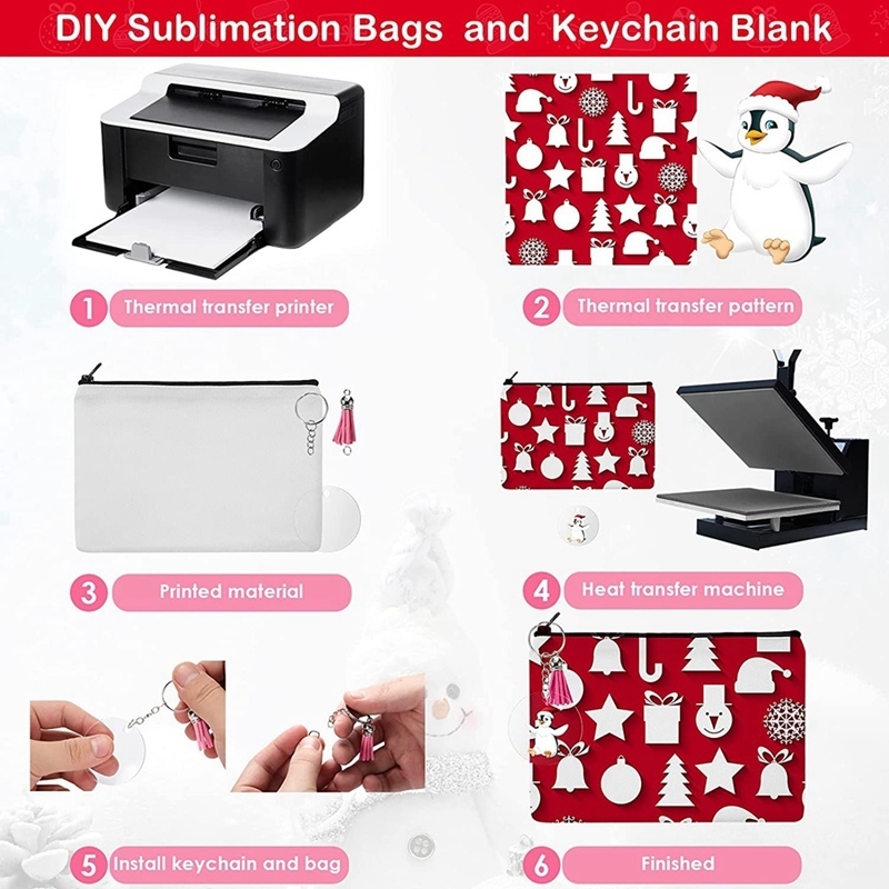 Keychains 10 Pieces Sublimation Blanks Pouch DIY Heat Transfer Makeup Bags Iron On Transfer Zipper Canvas Pen Case For Women Kids 220914