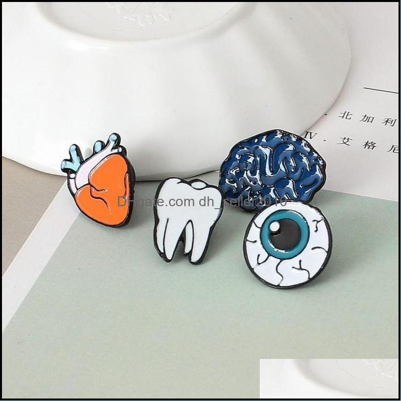 Pins Brooches Customized Brain Eye Tooth Bk Enamel Pins Women Men Custom Jewelry Fashion Color Charms Hard Brooches 1200 D3 Drop Del Dhwod