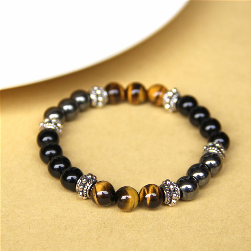 Natural Stone Beaded Bracelet Strands Mulitcolor Tiger Eyes Men Bangle Jewelry Gift Bracelet