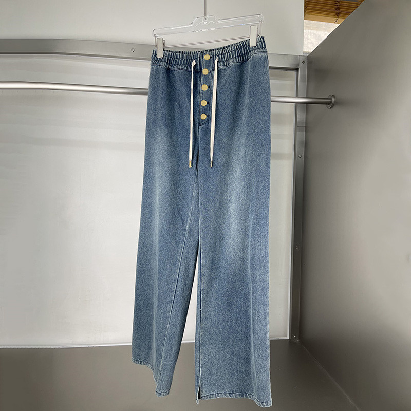 Luxury Womens Denim Pants Designer Elastic Drawstring Design Pants Vintage Street Style Trousers, Blue with label#
Luxury Womens Denim Pants Designer Elastic Drawstring Design Pants Vintage Street Style Trousers, Blue with label#