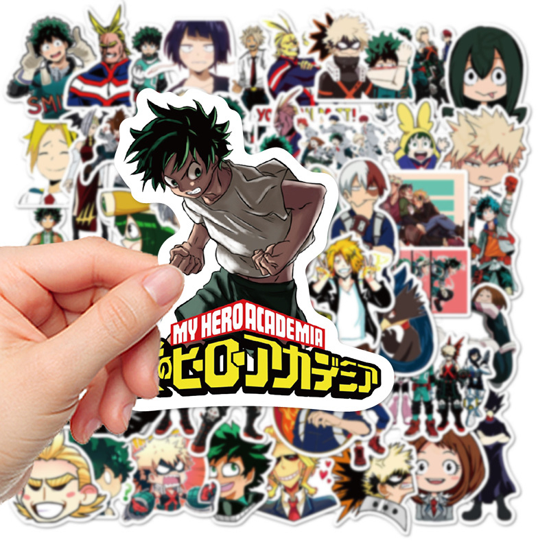 50Pcs cartoon My Hero Academia Anime Stickers Graffiti Laptop Phone Izuku Midoriya Might Boku Character Decal