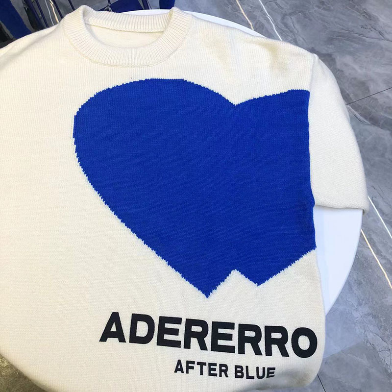 ADER ERROR Sweater Blue Heart Panel Men Women 11 Oversized Casual Ader Error Knitted Pullover 220914