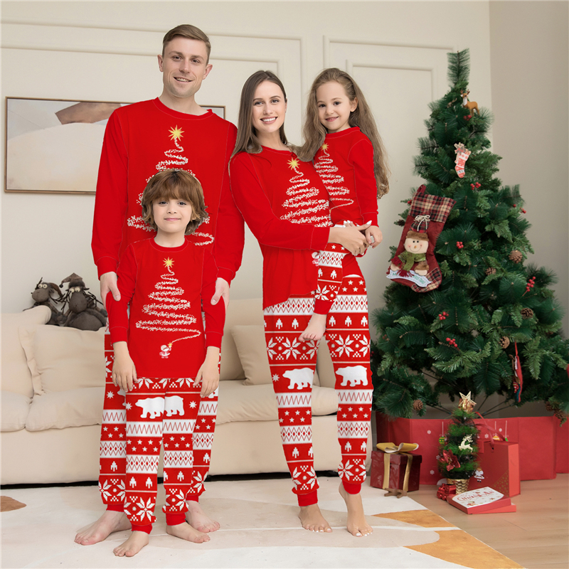 Family Matching Outfits Christmas Pajamas Santa Print Pijama Autumn Winter Parentchild A of Three Foreign Trade Clothes 220914