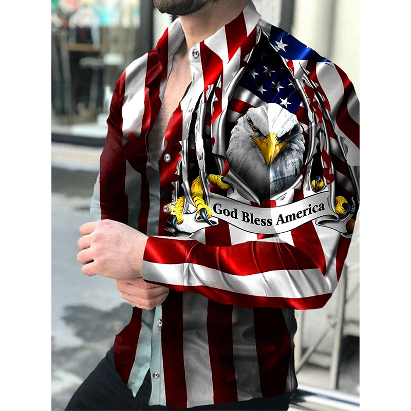 Men's Casual Shirts Fashion Social Men Turndown Collar Buttoned Shirt Lion Print Long Sleeve Tops Clothing Prom Cardigan 220913