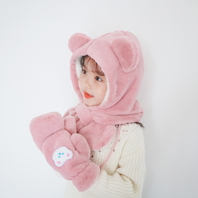 Childrens Finger Gloves Student Cartoon Mittens for Winter Warm Long Plush Thickening Kids Baby Girl Knitted 36Y Girls 220914