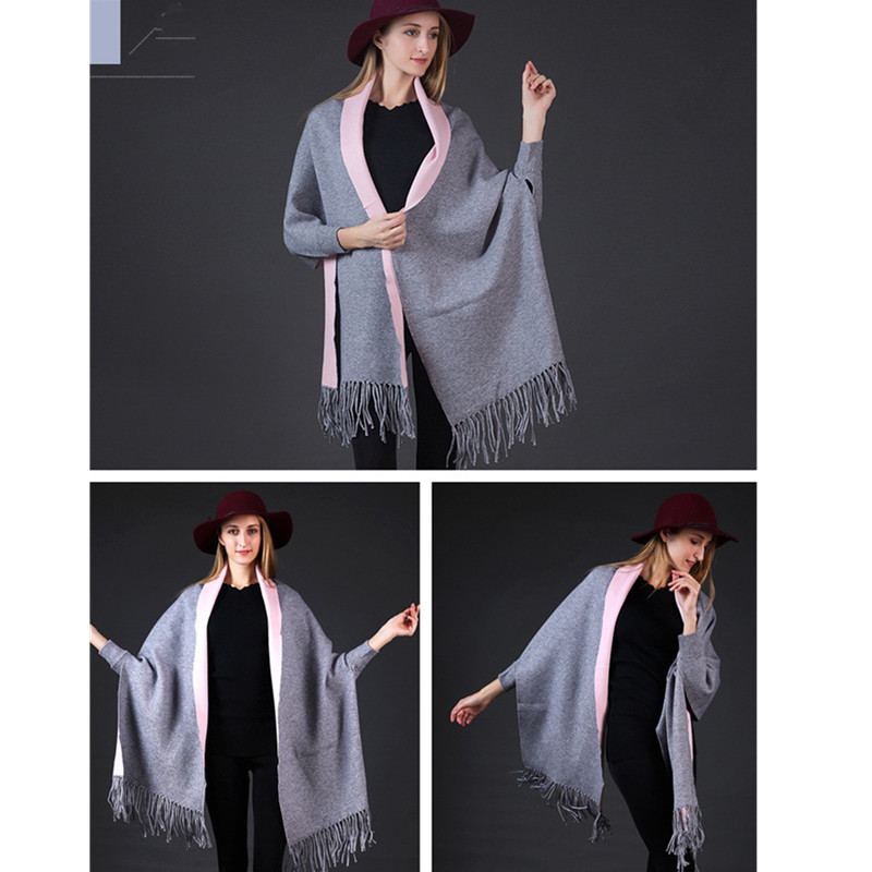 Scarve Scarf Winter Long Wrap Shawl Thick Warm Cotton Cashmere Wool Poncho Solid s Cape with Sleeves 220914