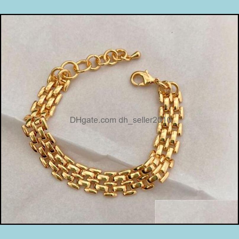 Link Chain Elegant Big Thick Chain Link Bracelets For Women Gold Filled Female Wrist Jewelry 1580 V2 Drop Delivery 2021 Dhseller2010 Dhteq