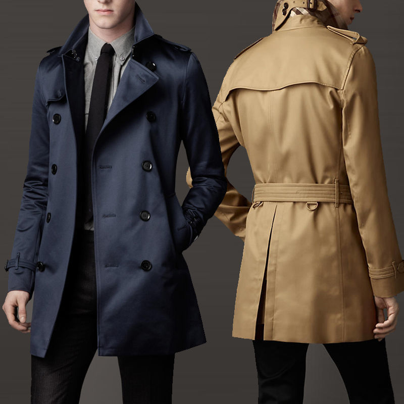 Men's Wool Blends Men's Lapel Trench Coat Double Breasted Slim Fit Jacket Medium and Long Spring and Autumn Thin British Style Business 2209