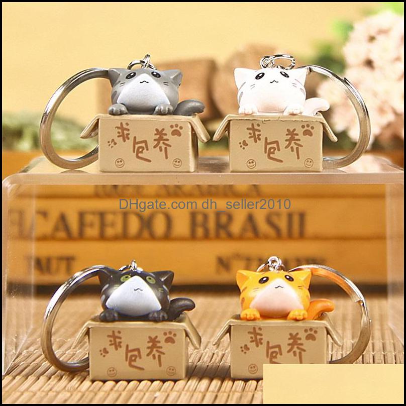 Key Rings 3Cm Cute Cartoon Key Chain Begging For Naughty Japanese Style Cat Pendant Personality Keychain Bag Jewelry Keyring 1374 D3 Dhofc